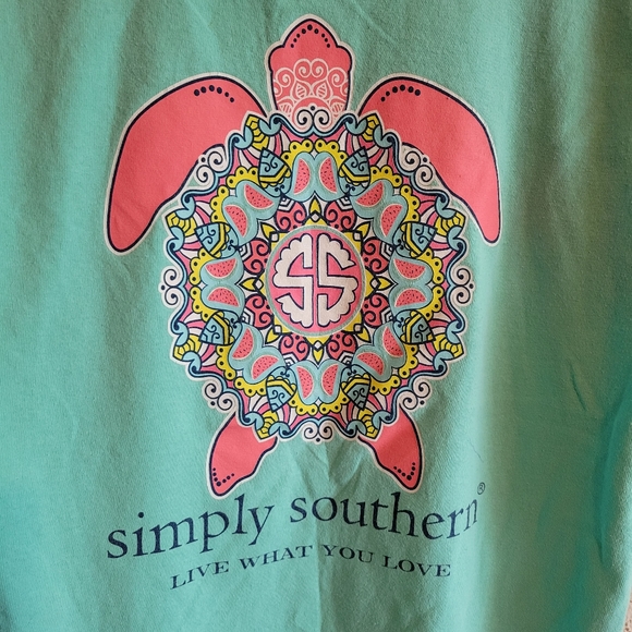 Simply Southern Collection Girl MED Pink Paisley Sea Turtle Cotton Graphic Tee - Picture 1 of 8